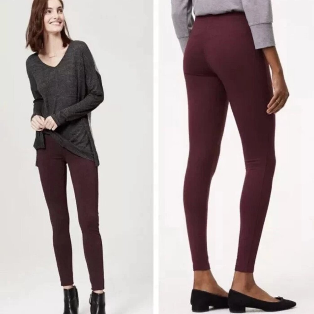 LOFT Seamed Ponte Burgundy, Size Large EUC